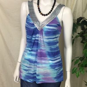 INC International Concepts Blue Silver Top